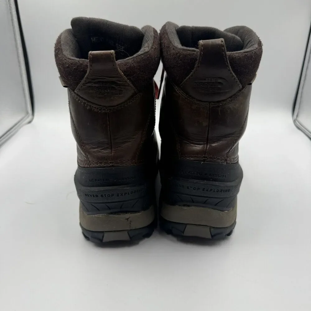 The North Face Chilkat II Luxe Waterproof Winter Boots Men Size 9 Brown Leather